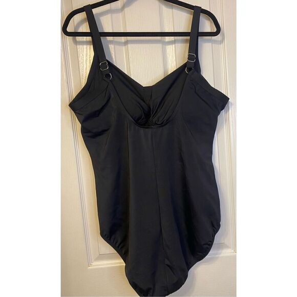 Jantzen Classic 1 Piece Swim Suit Wrap Ruched Adjustable Straps Bra - Picture 4 of 6